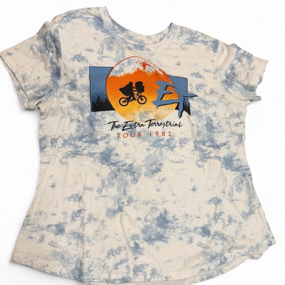Tie-Dye Graphic Crew Tee - Cream & Blue